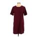 Naked Zebra Casual Dress - Shift: Burgundy Solid Dresses - Women's Size Small