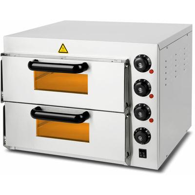 Pizzaofen Backofen Steinbackofen Doppelkammer Elektrisch mit 3000W, Gastro Steinofen aus Edelstahl Image