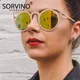 SORVINO – lunettes de soleil rondes en œil de chat pour femmes monture en métal Rose effet miroir