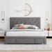 Queen Size Storage Bed Velvet Upholstered Platform Bed with A Big Drawer