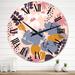 Designart 'Blue Modern Floral Leaves III' Traditional wall clock