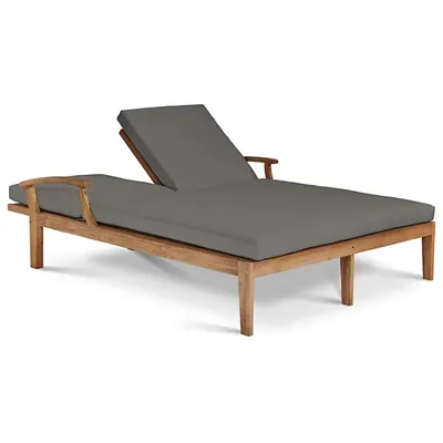 HiTeak Furniture Delano Outdoor Teak Double Reclining Sunlounger with Cushions