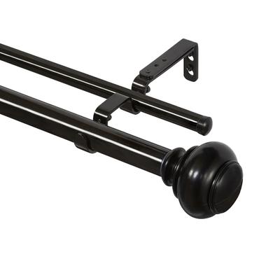 Buono Ii Decorative Double Rod And Finial Brenner by Achim Home Décor in Black (Size 36-72)