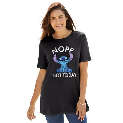 Plus Size Women's Disney Women's Short Sleeve Crew Tee Stitch Nope Not Today by Disney in Black Stitch Nope (Size L)