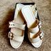 J. Crew Shoes | Brand New Leather Double Strap Wooden Sandals, Cream Color With Box | Color: Cream/White | Size: 7.5
