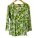 J. Crew Tops | J Crew Cool Lightweight Casual Floral Leaf Print Split Neck Tunic #H35 | Color: Green/White | Size: M