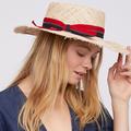 Free People Other | Free People Brooklyn Hat Co. Lucky Stripe Straw Hat Boater Natural | Color: Blue/Red | Size: Os