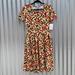 Lularoe Dresses | Lularoe Amelia Gold Abstract Print Fit And Flare Day Dress Large | Color: Orange | Size: L