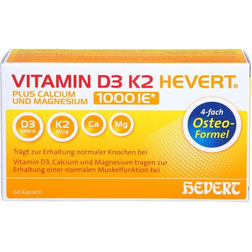Hevert – VITAMIN D3 K2 Hevert plus Ca Mg 1000 IE/2 Kapseln Vitamine