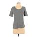 Ann Taylor LOFT Short Sleeve T-Shirt: Black Tweed Tops - Women's Size Small