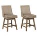 39 Inch Leatherette Padded Swivel Barstool, Set of 2, Beige - 39 H x 22 W x 19 L Inches