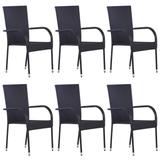 vidaXL Stackable Patio Chairs 6 pcs Poly Rattan Black