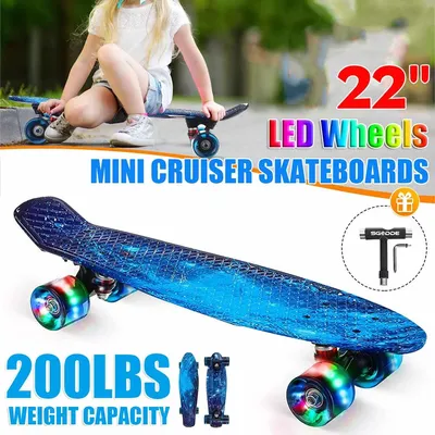 7 Layers 22inch Skateboard Cruiser Board Board Wheels With Led Light 22" Retro Longboard Skate