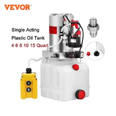 VEVOR-Pompe hydraulique à simple effet 12V DC avec 4 6 8 10 15L huile plastique précieuse pour