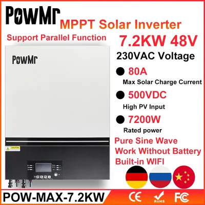 PowMr – onduleur solaire 230 kw 500V AC 48V DC contrôleur de Charge solaire 80a MPPT intégré
