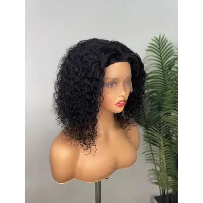 Perruque bob lace wig deep wave naturelle bazilienne cheveux humains partie T moins chers