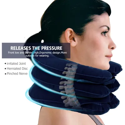 Oreiller gonflable pour le cou soutien Cervical doux Traction du cou soulagement de la douleur