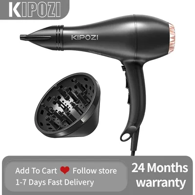 KIPOZI – sèche-cheveux professionnel 2200W sèche-cheveux ionique négatif avec diffuseur et