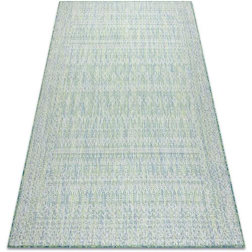 Teppich sisal sion aztekisch 22184 Diamanten flach gewebt grün / blau / ecru green 80×150 cm