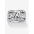 Women's Platinum over Silver Bridal Ring Set Cubic Zirconia (5 5/8 cttw TDW) by PalmBeach Jewelry in Silver (Size 7)