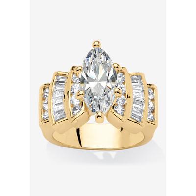 Women's Gold-Plated Marquise Cut Step Top Engagement Ring Cubic Zirconia by PalmBeach Jewelry in Gold (Size 6)