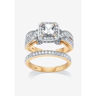 Women's Gold over Silver Bridal Ring Set Cubic Zirconia (1 3/4 cttw TDW) by PalmBeach Jewelry in Gold (Size 8)
