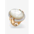 Women's Gold-Plated Oval Mother of Pearl and CZ Ring by PalmBeach Jewelry in Gold (Size 7)