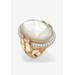 Women's Gold-Plated Oval Mother of Pearl and CZ Ring by PalmBeach Jewelry in Gold (Size 7)