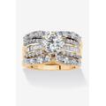 Women's Gold over Silver Bridal Ring Set Cubic Zirconia (5 5/8 cttw TDW) by PalmBeach Jewelry in Gold (Size 9)