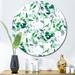 Red Barrel Studio® Silhouette Of Eucalyptus Leaves II - Patterned Metal Circle Wall Art Metal in Green/White | 23 H x 23 W x 1 D in | Wayfair