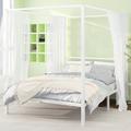 Mercury Row® Tabiauea Metal Canopy Bed Frame w/ Wooden or Metal Slats Metal in White | 72 H x 60.2 W x 83 D in | Wayfair