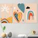 Corrigan Studio® Abstract Boho Heart In Retro Colors I - Modern & Contemporary Art Set Of 3 Pieces Canvas in White | 20 H x 36 W x 1 D in | Wayfair