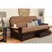 Winston Porter Johnte Full 80" Futon Frame & Mattress w/ Drawer set Wood/Solid Wood/Microfiber/Microsuede in Brown | 37 H x 82 W x 31 D in | Wayfair