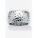 Women's Hammered Silvertone Wide Band Ring (10mm) by PalmBeach Jewelry in Silver (Size 8)