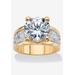 Women's Yellow Gold-Plated Round Engagement Anniversary Ring Cubic Zirconia by PalmBeach Jewelry in Gold (Size 6)