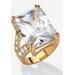 Women's Emerald-Cut Cubic Zirconia Ring in Goldplate by PalmBeach Jewelry in Gold (Size 9)