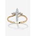 Women's Yellow Gold-Plated Sterling Silver Genuine Diamond Accent Cross Ring by PalmBeach Jewelry in Diamond (Size 6)