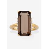 Women's Yellow Gold over Silver Smoky Quartz and White Topaz Ring (11 5/8 cttw.) by PalmBeach Jewelry in Yellow Gold (Size 7)