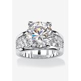 Women's Platinum-Plated Round Engagement Ring Cubic Zirconia (7 cttw TDW) by PalmBeach Jewelry in Platinum (Size 8)