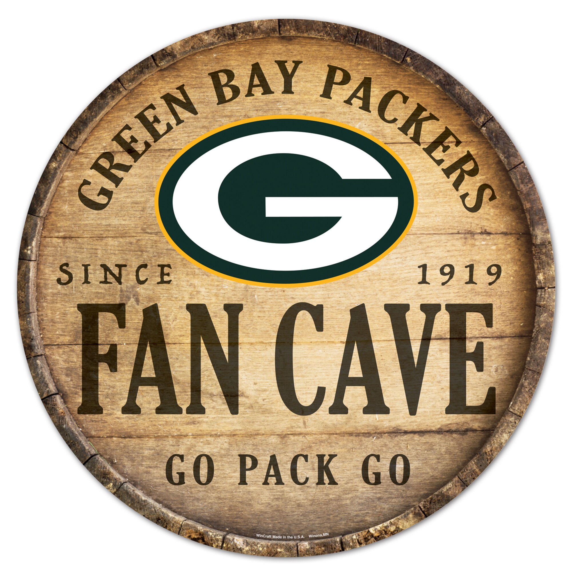 35,6 cm großes rundes Holzschild der Green Bay Packers Image