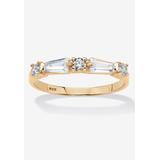 Women's Gold Over Sterling Silver Round Wedding Band Ring Cubic Zirconia by PalmBeach Jewelry in Cubic Zirconia (Size 6)