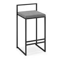 Dining Chair | Full Backed Black Metal Bar Stools, Footrest Stool Flannel Cushion Seat with Footrest & Back, Bar | Pub | Café Dining Room Kitchen Bar Counter Stool Max. Load 440Lb