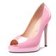 NobleOnly Women's High Heel Platform Peep Open Toe Pumps Court Shoe Slip-on Clear Cute Party Sandals 12 CM Heels Pink 4 UK
