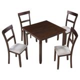 Red Barrel Studio® 4 - Person Dining Set Wood/Upholstered in Brown | 30 H x 35 W x 35 D in | Wayfair E7B191FD120F41B3B9010631A04A3F92