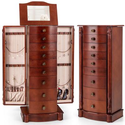 Costway Large Wooden Jewelry Storage Box Organizer