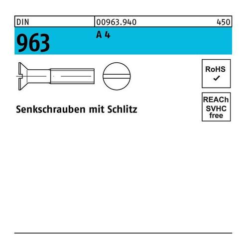 Senkschraube DIN 963 Schlitz M 8 x 55 A 4