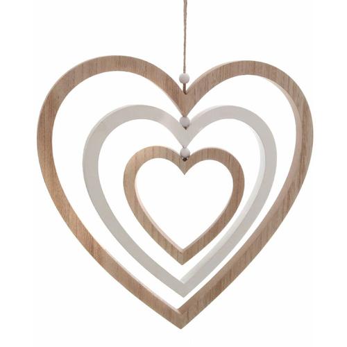 Spetebo - Deko Mobile aus Holz - Motiv: Herz / 36 cm - Dekofigur Herzen zum aufhängen Holzherz