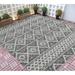 HR Indoor/Outdoor Rugs Striped Pattern Gray Outdoor Carpet-Lasts Long Under Sunlight-Grey Ivory