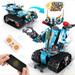 PANLOS 2 in 1 Programmable Remote Control Car Robot Buildable Playset, Blue - 2.70