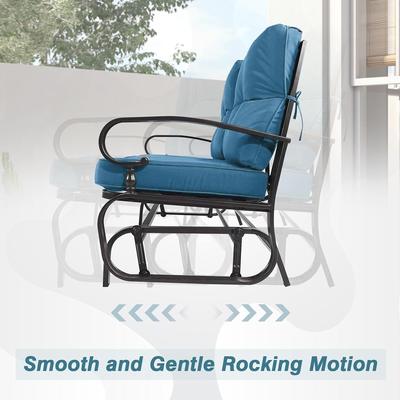 4-Piece Outdoor Patio Conversation Set, Glider Bench and Rocker Chairs with Bistro Table and Cushions